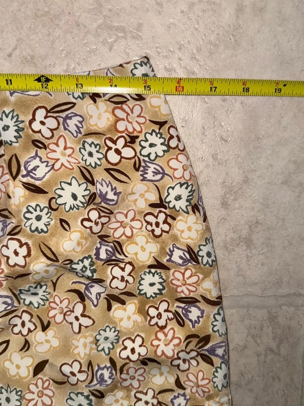 Vintage 1990s Possessed Floral Mini Skirt in Beige, Cream, and Brown
